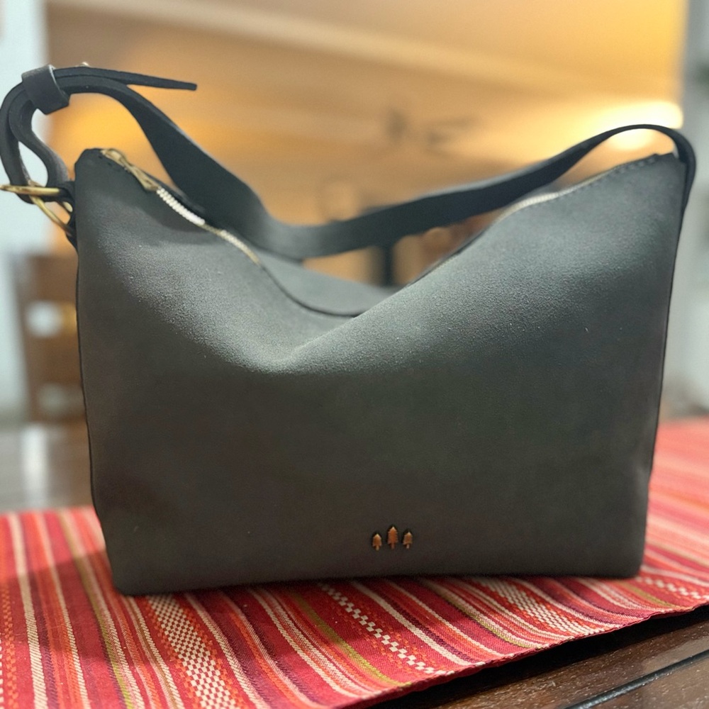🩶 Portland Leather Goods Slouchy Shoulder Bag – Smoke Grey (Large) 🩶